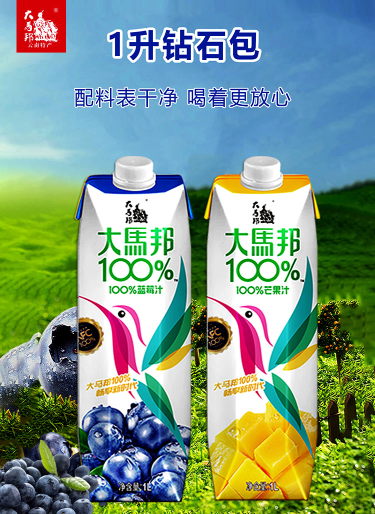 大馬邦1L鉆包-純真果汁飲料-藍莓汁